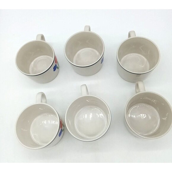 Vintage 1985 Newcor Japan Tulip Time Stoneware Coffee Tea Cups Lot of 6 - Picture 6 of 7